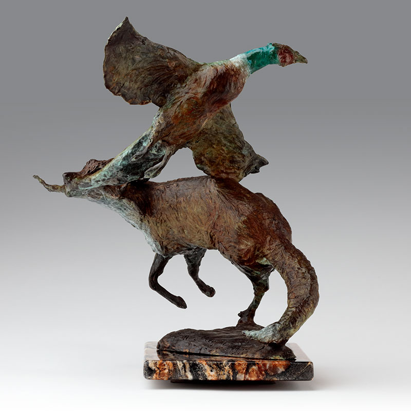 Bronze Fox Sculpture by Belinda Sillars, 'Close Shave'