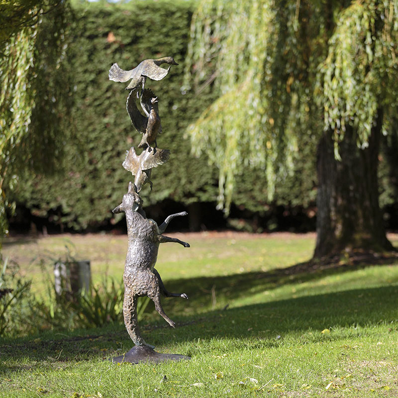 Bronze Garden Sculpture of Fox and ducks by Belinda Sillars