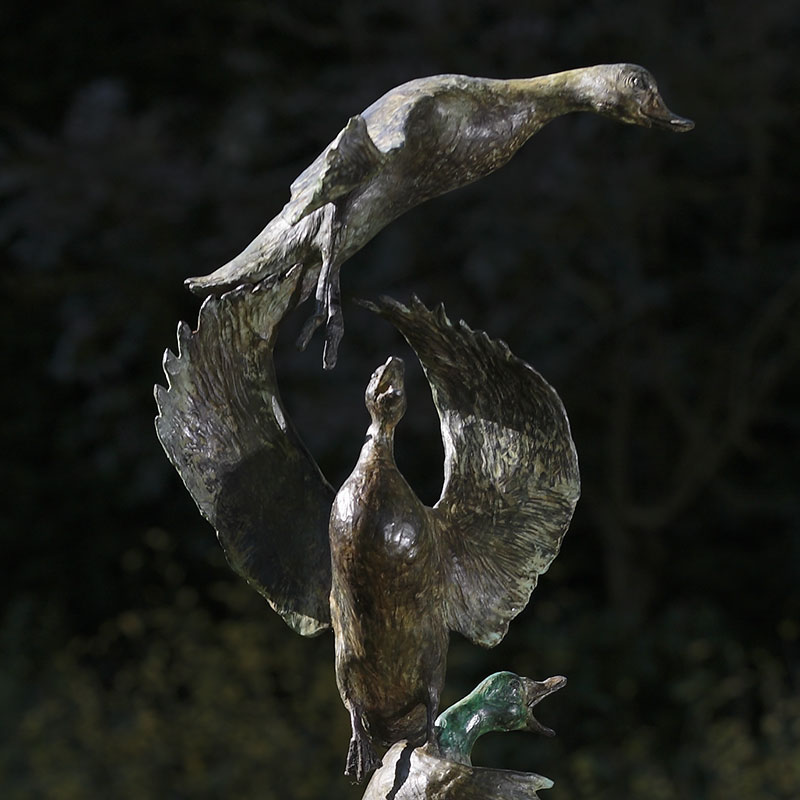 Bronze Garden Sculpture of Fox and ducks by Belinda Sillars