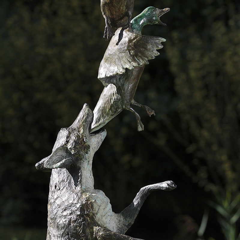 Bronze Garden Sculpture of Fox and ducks by Belinda Sillars