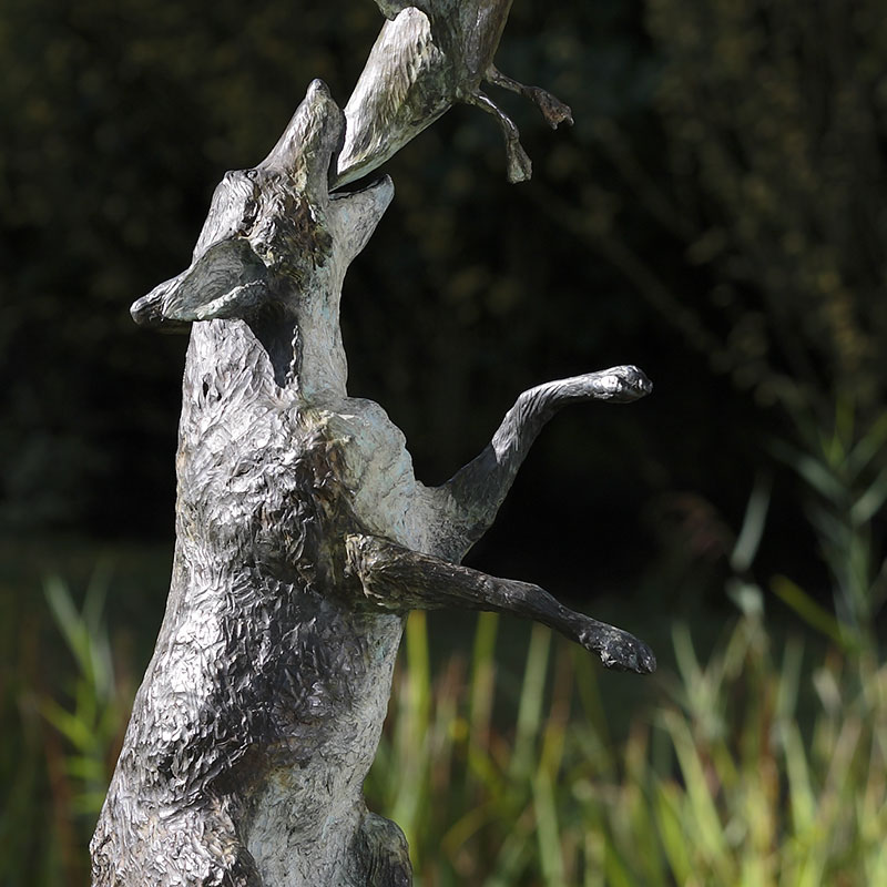 Bronze Garden Sculpture of Fox and ducks by Belinda Sillars