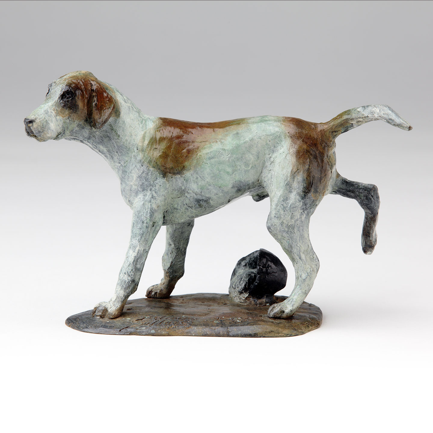 Bronze Hunting Dog Sculpture 'Patey Hat' by Belinda Sillars