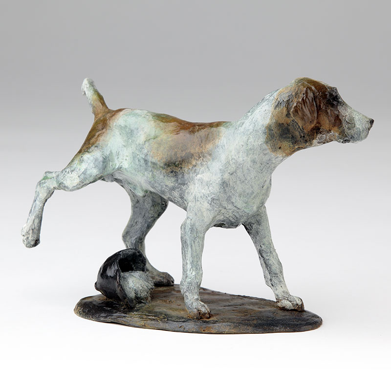 Bronze Hunting Dog Sculpture 'Patey Hat' by Belinda Sillars