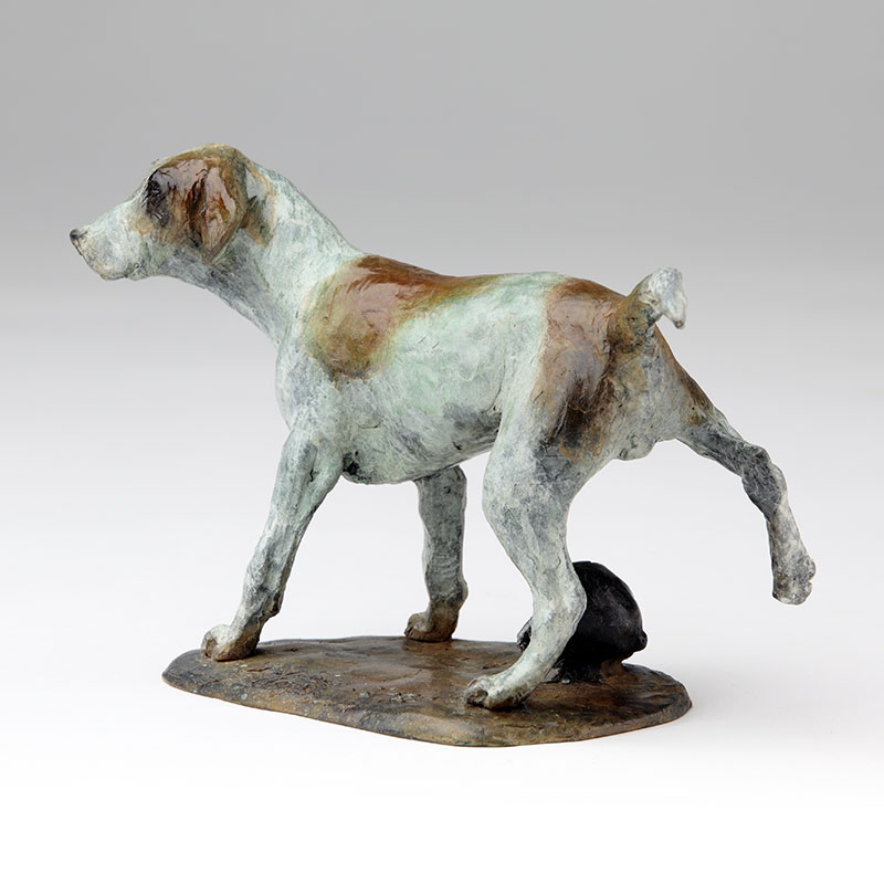 Bronze Hunting Dog Sculpture 'Patey Hat' by Belinda Sillars