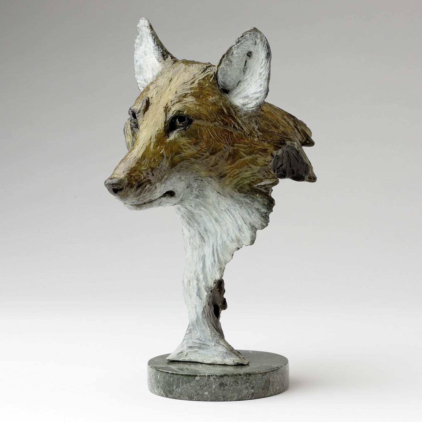 Bronze fox head limited edition bronze sculpture