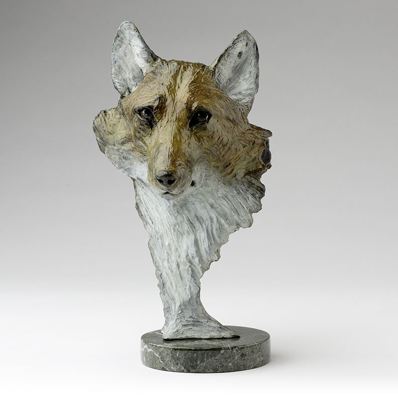 Bronze fox head limited edition bronze sculpture