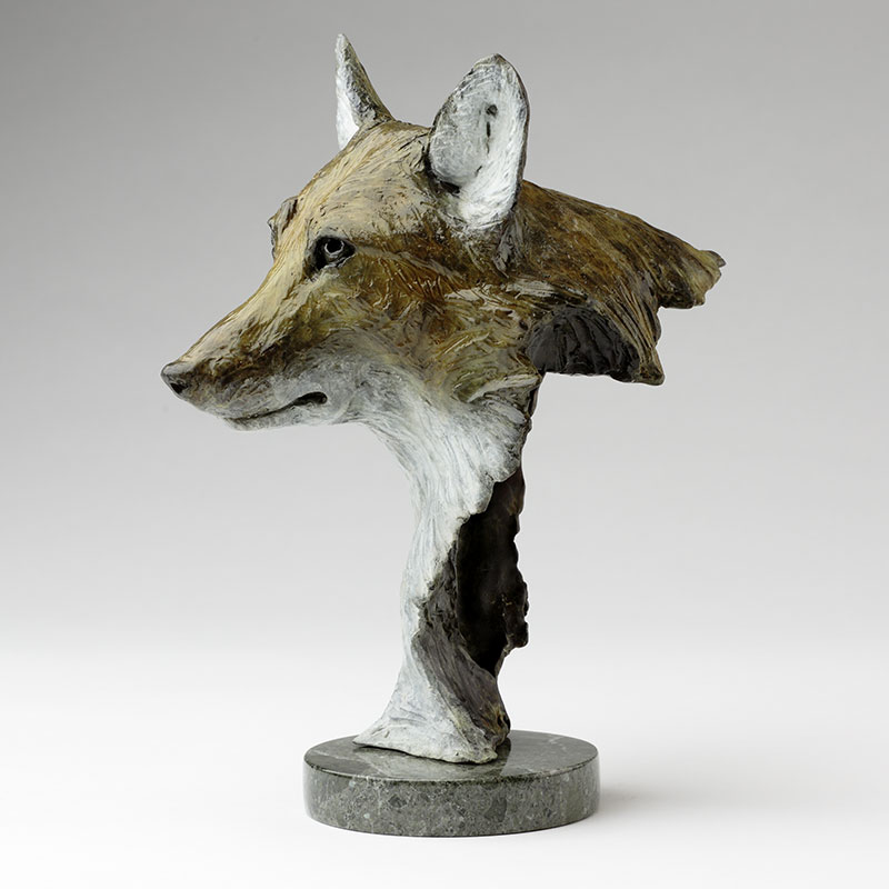 Bronze fox head limited edition bronze sculpture