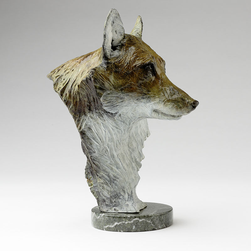 Bronze fox head limited edition bronze sculpture