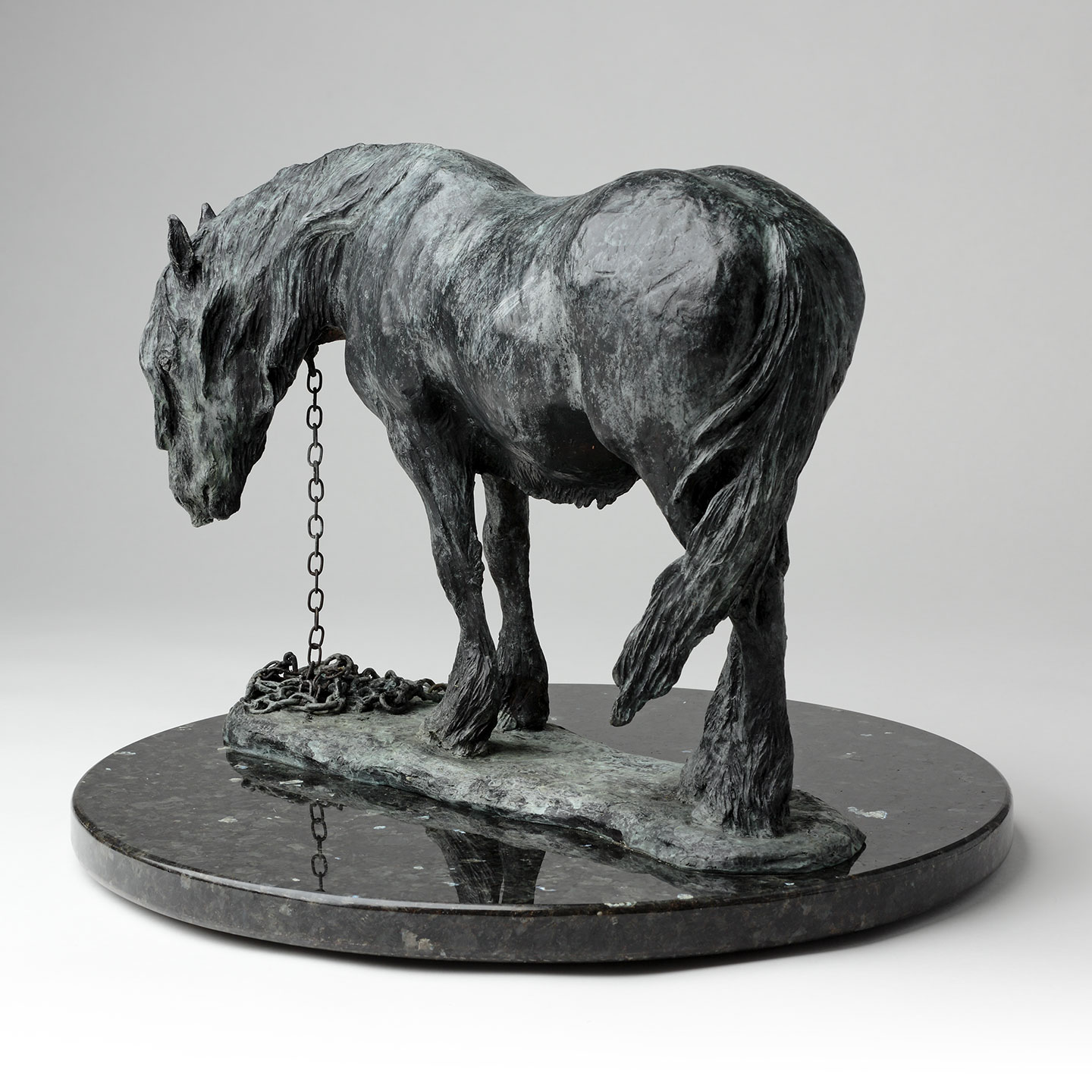 Bronze horse sculpture 'Bad Weather' by Belinda Sillars