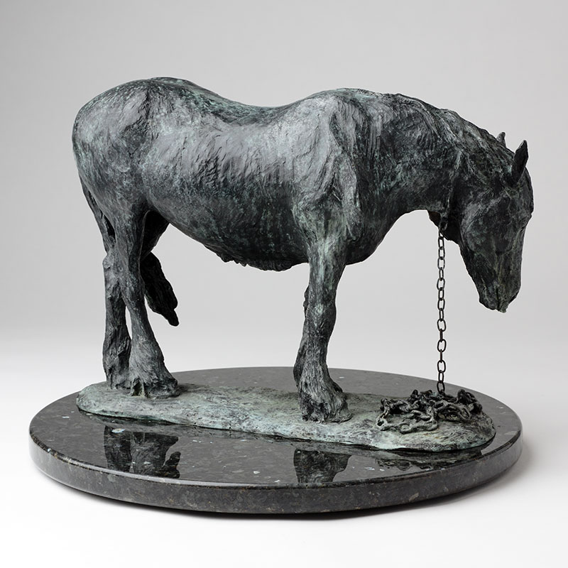 Bronze horse sculpture 'Bad Weather' by Belinda Sillars