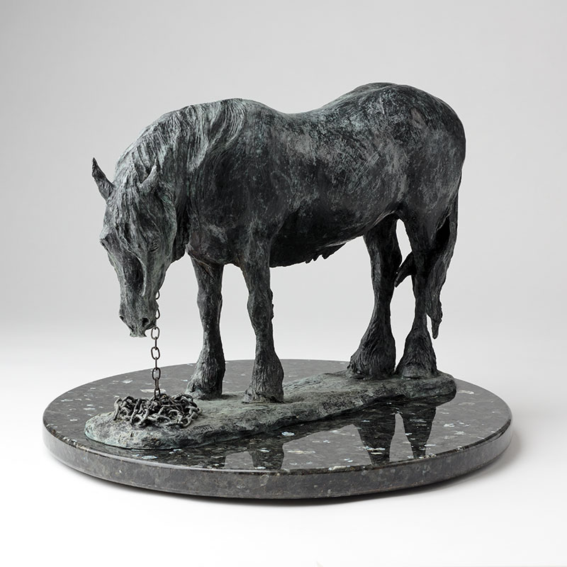Bronze horse sculpture 'Bad Weather' by Belinda Sillars