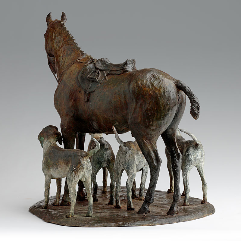 Bronze Hunting Horse Sculpture by Belinda Sillars, Waiting for Master