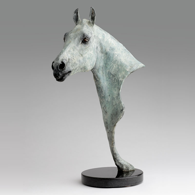 Bronze Polo Pony Head Sudy Sculpture