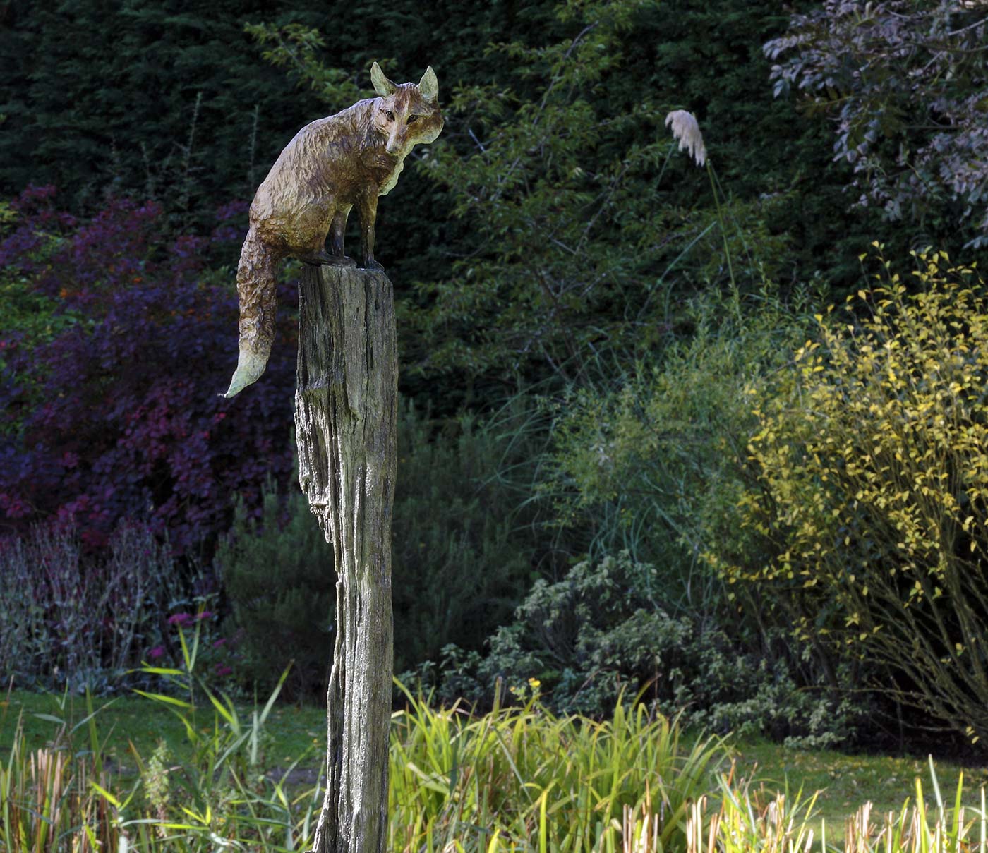 Bronze Fox Sculpture 'on Post' by Belinda Sillars