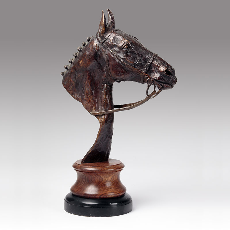 Bronze Equestrian Head Sculpture, Hark to Hounds