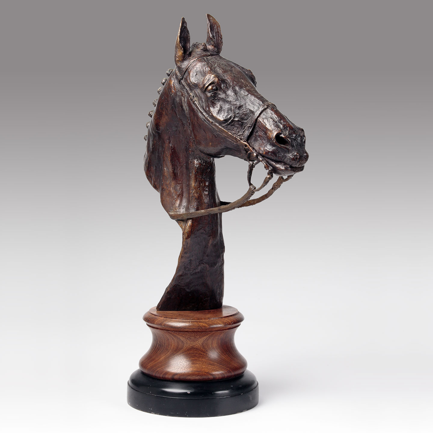 Bronze Equestrian Head Sculpture, Hark to Hounds