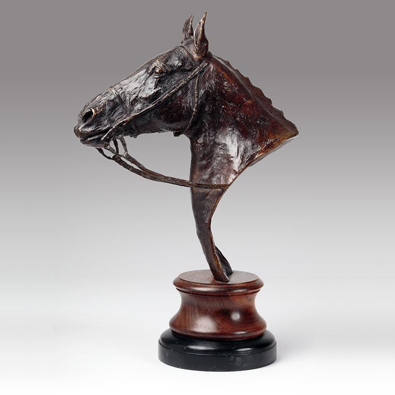 Bronze Equestrian Head Sculpture, Hark to Hounds