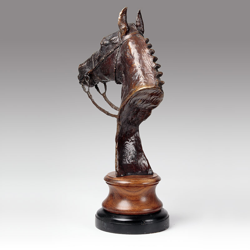 Bronze Equestrian Head Sculpture, Hark to Hounds