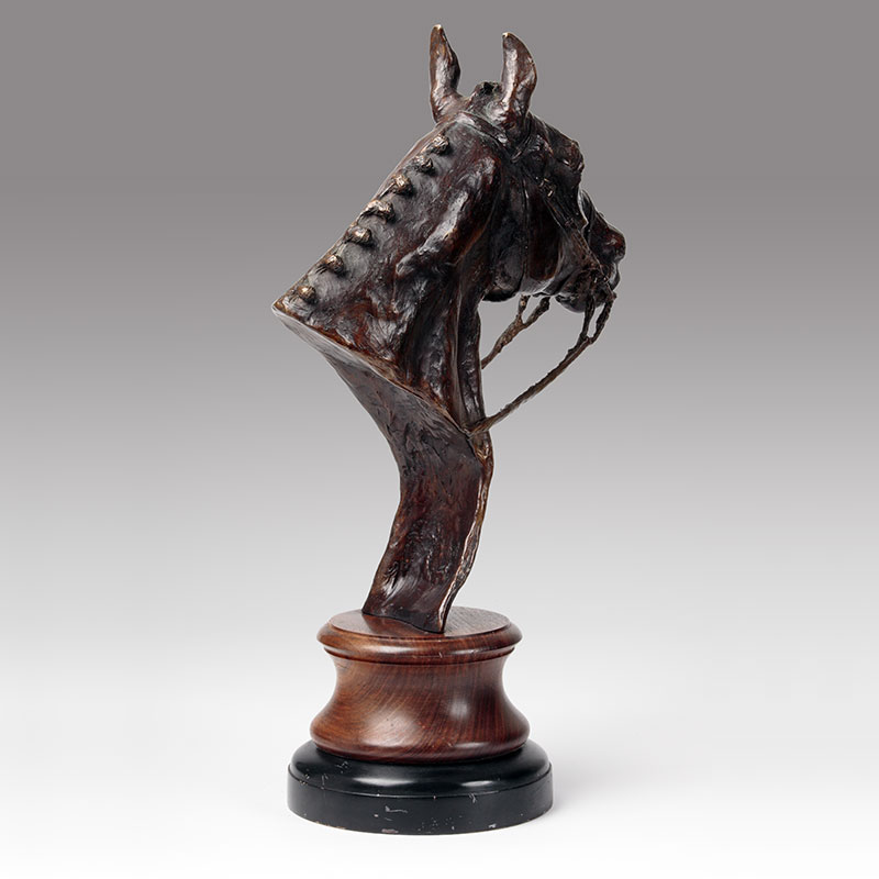 Bronze Equestrian Head Sculpture, Hark to Hounds